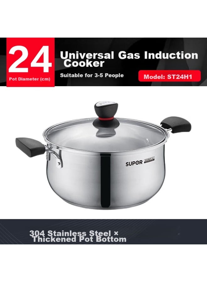Supor Stainless Steel 304 Soup Pot For Cooking Porridge, Noodles, And Stewing, Small Stew Pot St24h1 - Image 1