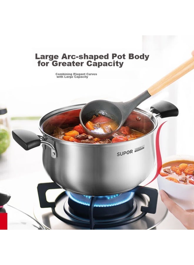 Supor Stainless Steel 304 Soup Pot For Cooking Porridge, Noodles, And Stewing, Small Stew Pot St24h1 - Image 3
