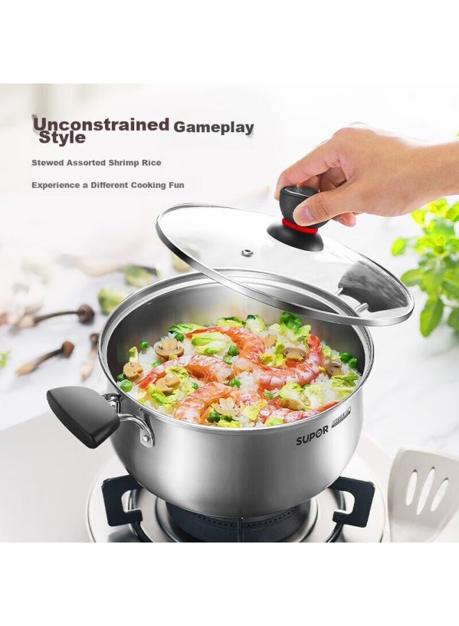 Supor Stainless Steel 304 Soup Pot For Cooking Porridge, Noodles, And Stewing, Small Stew Pot St24h1 - Image 4
