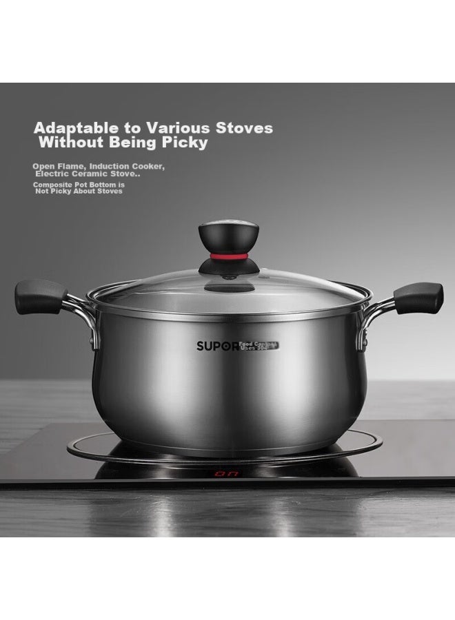 Supor Stainless Steel 304 Soup Pot For Cooking Porridge, Noodles, And Stewing, Small Stew Pot St24h1 - Image 5