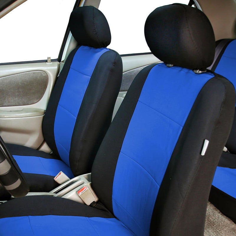 FH Group Car Seat Covers Front Set Blue Neoprene - Car Seat Cover for Low Back Seats with Removable Headrest, Universal Fit, Automotive Seat Covers, Airbag Compatible, Car Seat Cover for SUV, and Van - Image 2