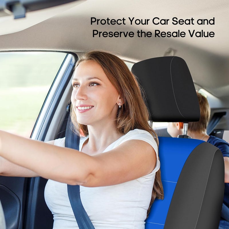 FH Group Car Seat Covers Front Set Blue Neoprene - Car Seat Cover for Low Back Seats with Removable Headrest, Universal Fit, Automotive Seat Covers, Airbag Compatible, Car Seat Cover for SUV, and Van - Image 4