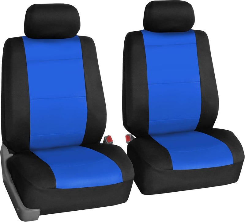 FH Group Car Seat Covers Front Set Blue Neoprene - Car Seat Cover for Low Back Seats with Removable Headrest, Universal Fit, Automotive Seat Covers, Airbag Compatible, Car Seat Cover for SUV, and Van - Image 1