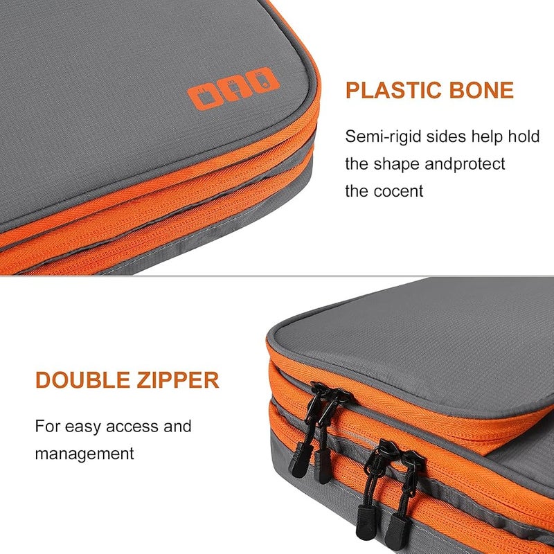 Gocokia Travel Cable Organizer Bag, 3 Layer X-Large Capacity Electronics Accessories Cord Storage Case Bag for Cables, SD Card,Chargers, Power Bank, Cellphone,Tablet, Grey, X-Large - Image 4