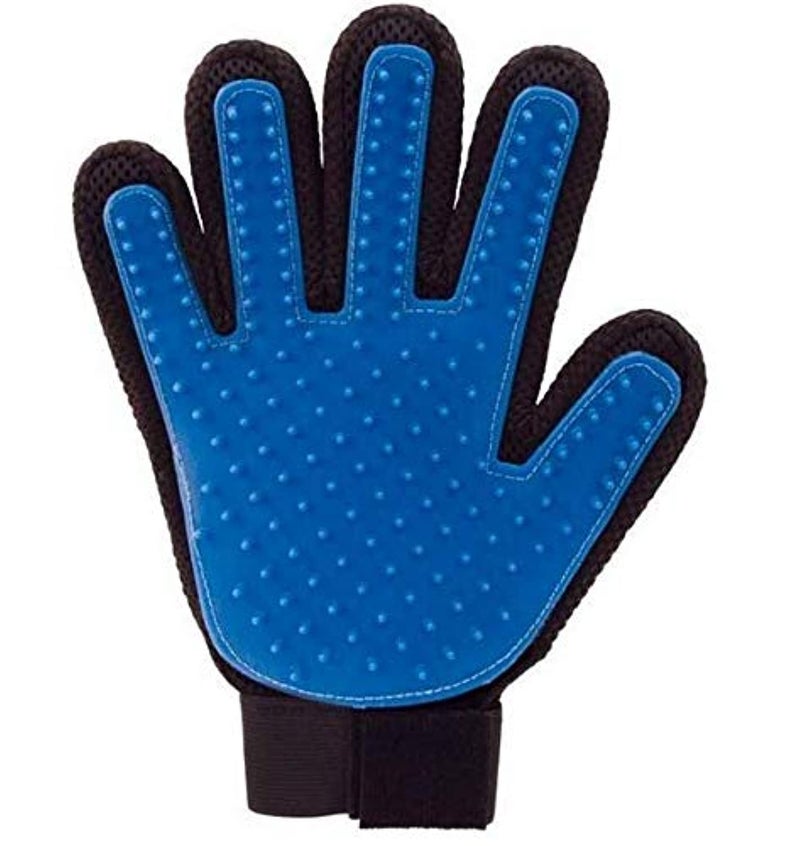 Premium Pet Grooming Glove Brush - Heavy-Duty Silicone Deshedding Mitt - Durable One-Handed Hair Remover & Massage Glove for Dogs, Cats & Puppies (Vibrant Blue & Black Utility Profile) - Manual Pet Care Sanitation Convenience & Grooming Asset Management Template