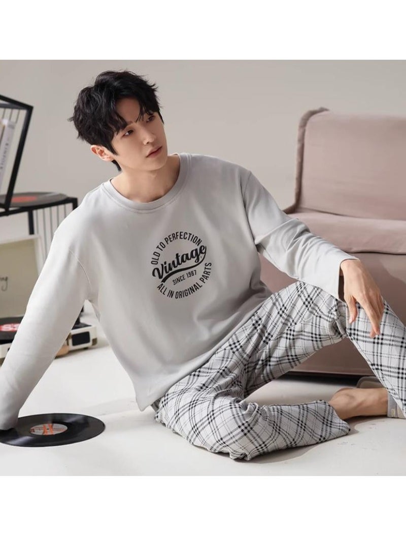 MIIOW - Breathing Pajamas-Men's Pajamas Made Of Pure Cotton, Loose And Comfortable, Long Sleeved Casual Home Suit Set - Image 1