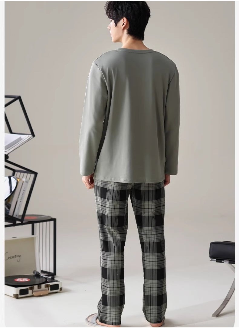 MIIOW - Breathing Pajamas-Men's Pajamas Made Of Pure Cotton, Loose And Comfortable, Long Sleeved Casual Home Suit Set - Image 1