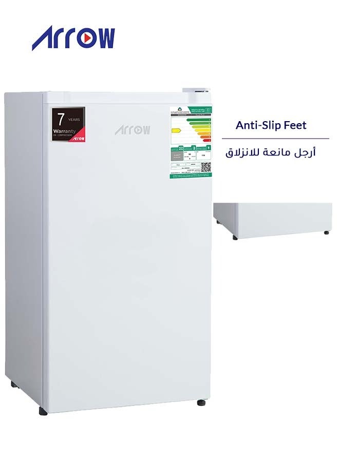 Arrow Single Door 86 Liters, 3 Cubic feet, Direct Cool Refrigerator/Defrost Mini Fridge/Quick Cooling with Temperature Control/Wire Shelves/ Noiseless With High-Quality Compressor, Energy Saving, Transparent Door Basket, Extra Space and Long Lasting Freshness with Interior Light - (White Color) 2 Years Warranty - Image 3