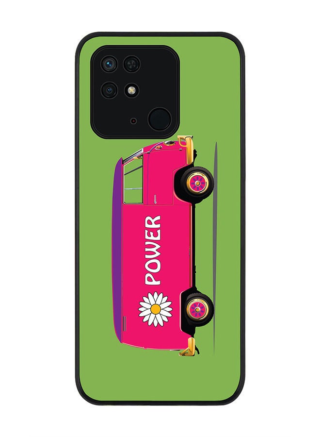 Stylizedd Rugged Black edge case for Redmi 10C 4G  Slim fit Soft Case Flexible Rubber Edges Anti Drop TPU Gel Thin Cover - Flower Power - Image 1