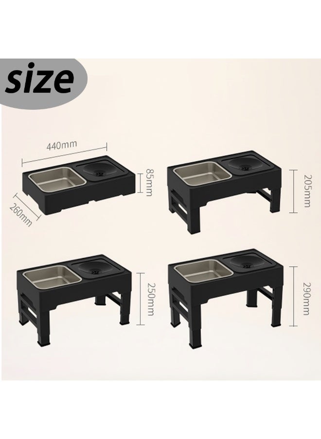 ILovhaprty 3-in-1 Elevated Dog Bowls, 4 Height Adjustable Raised with Stainless Steel, Slow Feeder, No Spill Water Bowl, Foldable Pet Bowl for Medium Large Dogs - Image 2