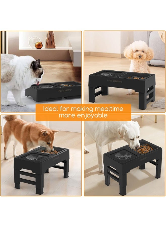 ILovhaprty 3-in-1 Elevated Dog Bowls, 4 Height Adjustable Raised with Stainless Steel, Slow Feeder, No Spill Water Bowl, Foldable Pet Bowl for Medium Large Dogs - Image 4