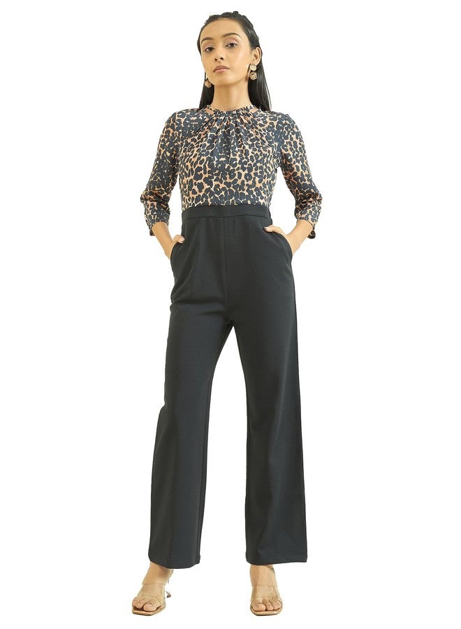 luyk Girls One Piece Dress | jumpsuits for Girls stylish |Black Tiger Print Jumpsuit | Printed pattern | Tiger Halter-neckline | jumpsuits casual Wear. - Image 1