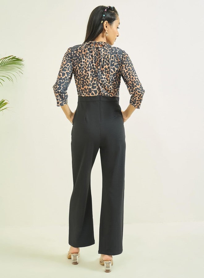 luyk Girls One Piece Dress | jumpsuits for Girls stylish |Black Tiger Print Jumpsuit | Printed pattern | Tiger Halter-neckline | jumpsuits casual Wear. - Image 2