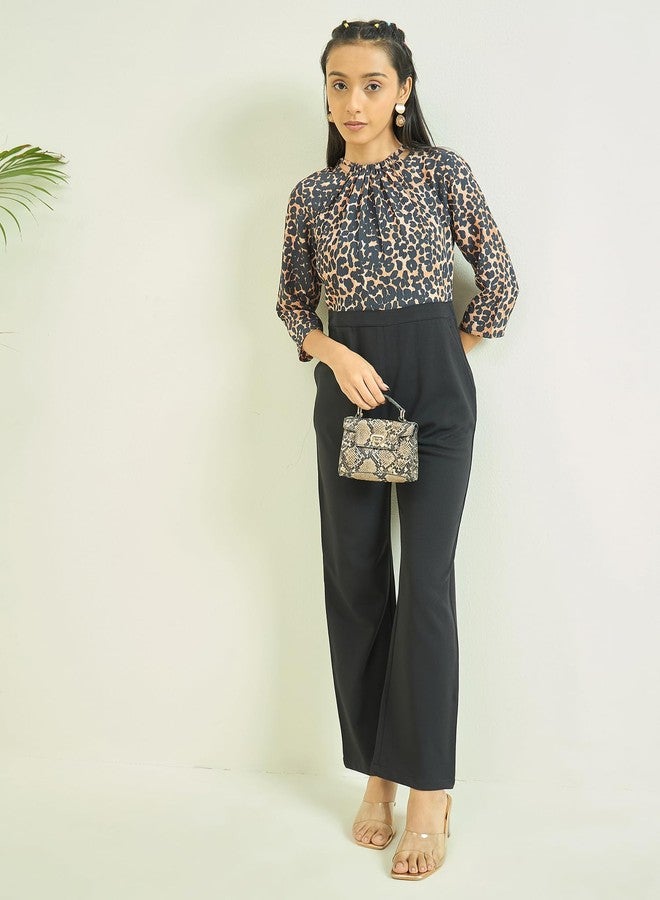 luyk Girls One Piece Dress | jumpsuits for Girls stylish |Black Tiger Print Jumpsuit | Printed pattern | Tiger Halter-neckline | jumpsuits casual Wear. - Image 4