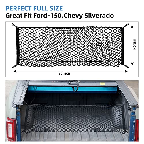 LINKCRO Truck Bed Cargo Net for Pickup Truck Bed - Premium Truck Bed Net for Trunk Organizers and Storage - Trunk Mesh Cargo Net for Chevrolet Silverado, FT150, GMC - Image 4