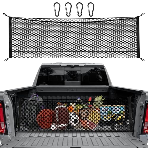 LINKCRO Truck Bed Cargo Net for Pickup Truck Bed - Premium Truck Bed Net for Trunk Organizers and Storage - Trunk Mesh Cargo Net for Chevrolet Silverado, FT150, GMC - Image 1