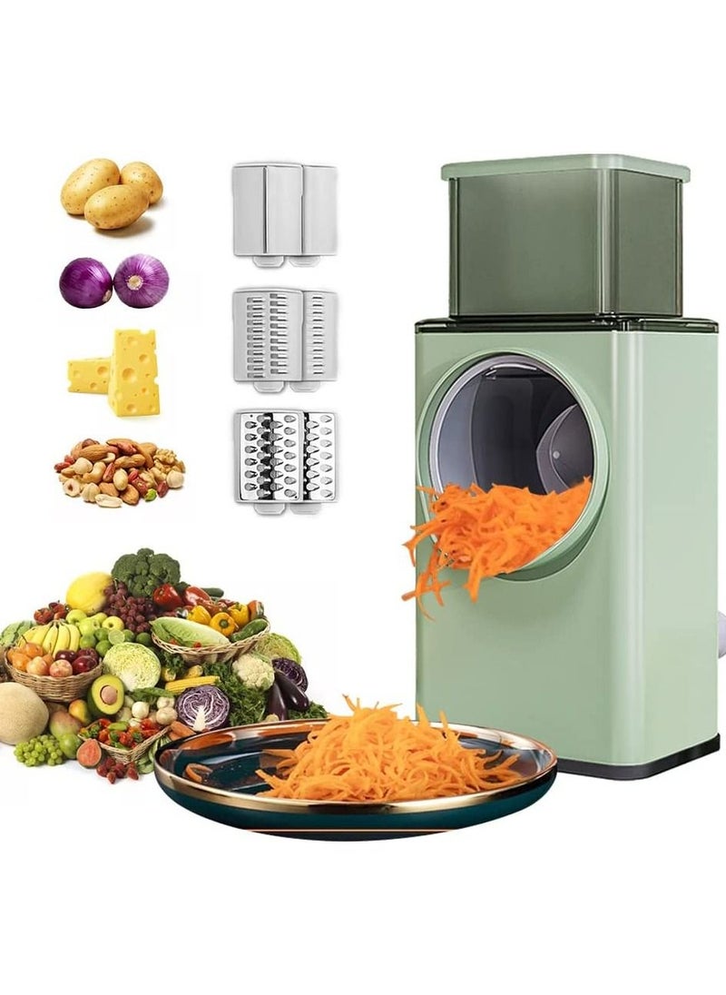 Generic Multifunctional Vegetable Cutter Chopper Rotary Cheese Grater 3-in-1 Shredder Slicer Grinder Salad Maker Machine with Stainless Steel Roller Blades for Vegetable Fruit Nut  - Image 1