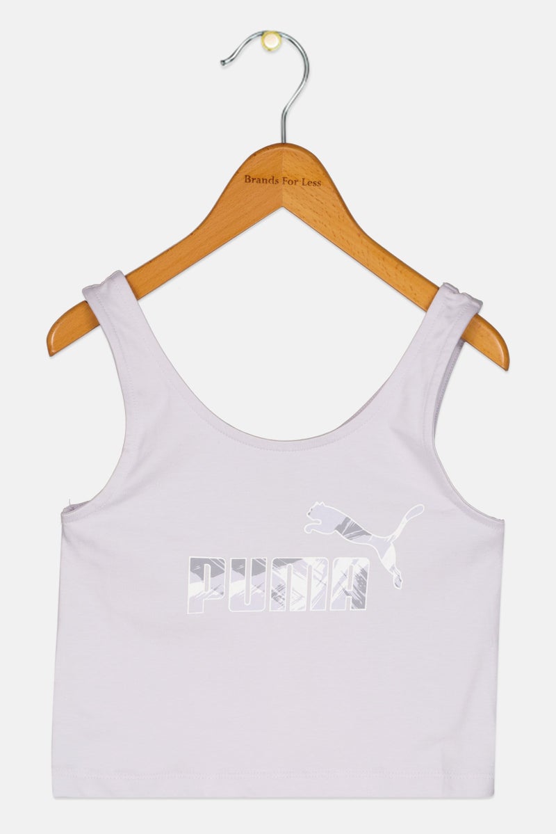 PUMA Kids Girl Brand Logo Sleeveless Top, Lavender - Image 3