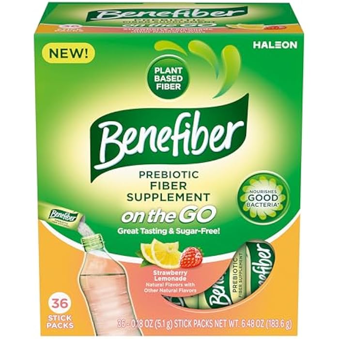 Benefiber Fiber Supplement, Strawberry Lemonade, On The Go Stick Packs, 36 Count - Image 1
