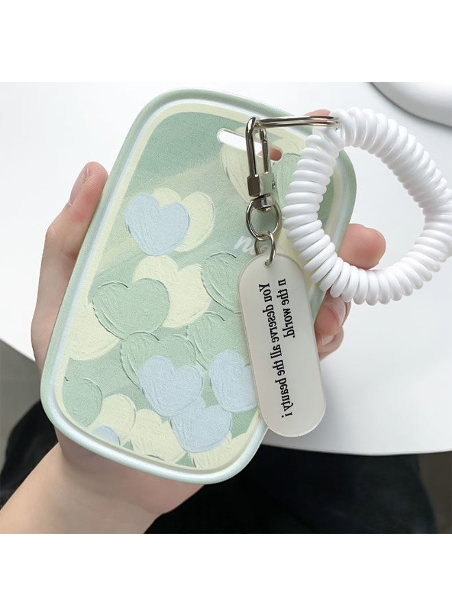 NIBEMINENT 1 - Piece Oil Painting Love Kpop Photo Card Holder Pendant Key Chain ID Badge Holder ID Card Holder Photo Card Protector for School ID Office ID Access Card for Women Girls