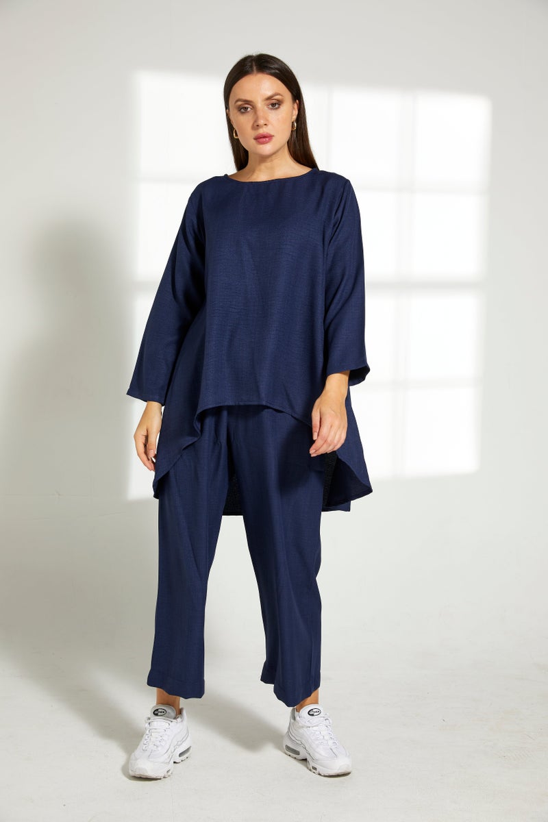 Moistreet Asymmetric Boat Neck Top & Pants Set - Image 5