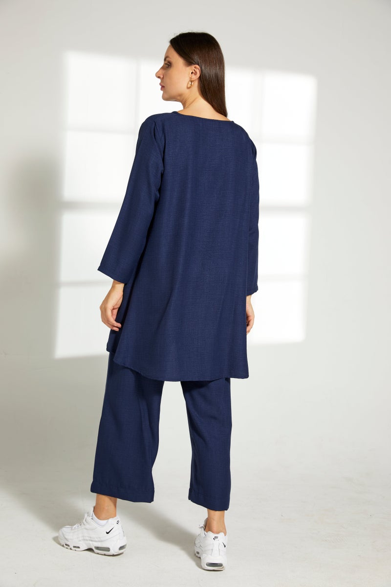 Moistreet Asymmetric Boat Neck Top & Pants Set - Image 3