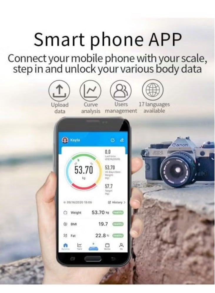 TIGER Bluetooth Smart Body Weight Scale | Wireless App Connectivity | Precision Sensors for Accurate Measurements | Anti-Rollover Design | Clear LCD Display | Auto-Off Function | 180KG Max Capacity | Ideal for Health & Fitness Tracking (Black) - Image 2