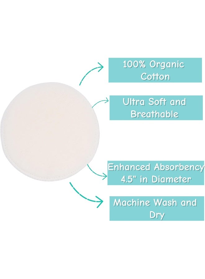 TL Care Nursing Pads Made with Organic Cotton - Soft, Breathable, Absorbent & Washable, Natural Color, 12 Count - Image 4