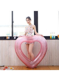 Generic Inflatable Summer Swimming Pool Tube，Heart 80*75cm Inflatable Swim Rings Heart Shaped Bachelorette Pool Rings Glitter Swimming Pool Float Tube Summer Water Fun Beach Party Toys for Adults  - Image 4