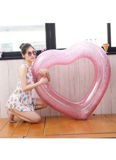 Generic Inflatable Summer Swimming Pool Tube，Heart 80*75cm Inflatable Swim Rings Heart Shaped Bachelorette Pool Rings Glitter Swimming Pool Float Tube Summer Water Fun Beach Party Toys for Adults  - Image 3
