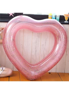Generic Inflatable Summer Swimming Pool Tube，Heart 80*75cm Inflatable Swim Rings Heart Shaped Bachelorette Pool Rings Glitter Swimming Pool Float Tube Summer Water Fun Beach Party Toys for Adults  - Image 1