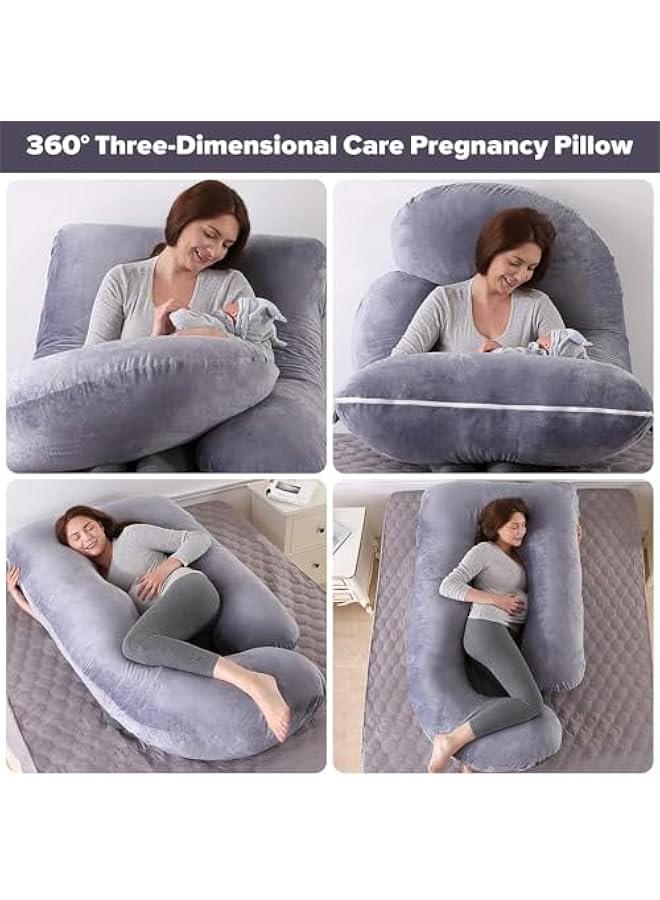 HOOKOR Pregnancy Pillow, U-Shape Full Body Pillow, Pregnancy Pillows for Sleeping, Crystal Velvet with Removable Cover, Full Body Pillows Support for Adults, Maternity Pillow and Pregnancy Must Haves - Image 2