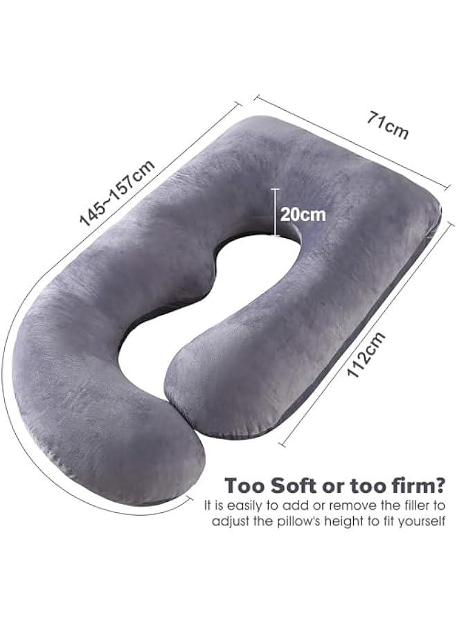 HOOKOR Pregnancy Pillow, U-Shape Full Body Pillow, Pregnancy Pillows for Sleeping, Crystal Velvet with Removable Cover, Full Body Pillows Support for Adults, Maternity Pillow and Pregnancy Must Haves - Image 3