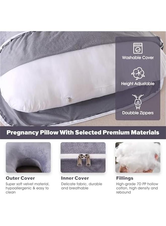 HOOKOR Pregnancy Pillow, U-Shape Full Body Pillow, Pregnancy Pillows for Sleeping, Crystal Velvet with Removable Cover, Full Body Pillows Support for Adults, Maternity Pillow and Pregnancy Must Haves - Image 5