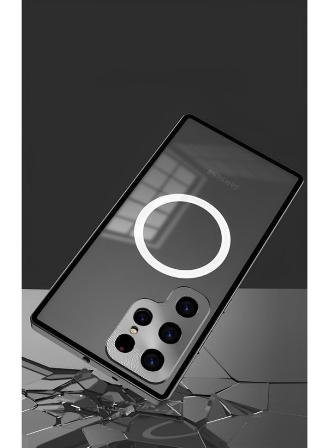 REOCLE S22 Plus Phone Case Compatible with MagSafe Charger Camera Lens Protection Metal Buffer Shockproof Translucent Phone Case Note20 Ultra Magnetic Loop with Tail  - Image 4