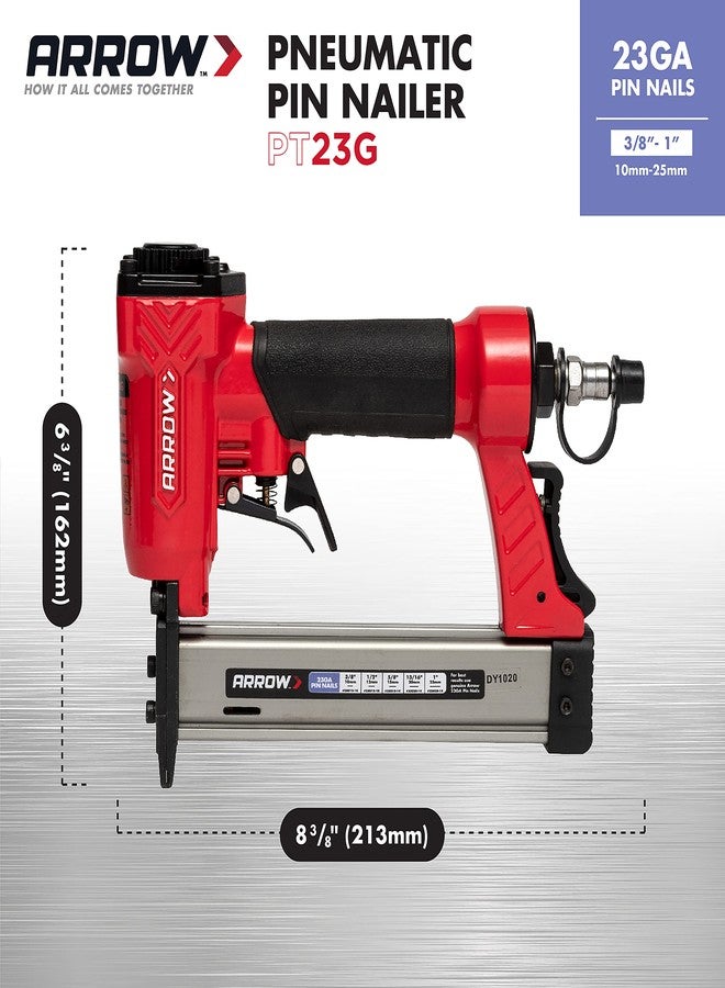 Arrow PT23G Pneumatic 23 Gauge Pin Nailer, Black/Red 8.25 x 2 x 10 inches - Image 3