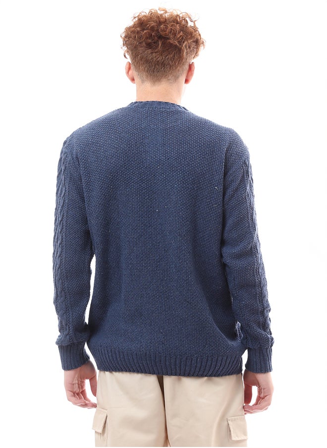 RAVIN Mock Neck Long Sleeves Knitted Navy Blue Pullover  - Image 3