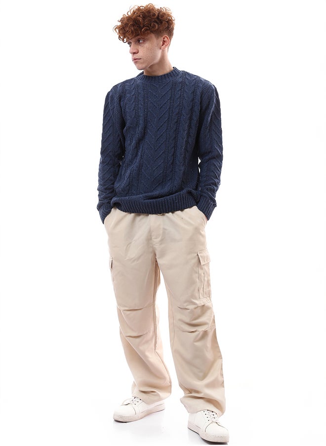 RAVIN Mock Neck Long Sleeves Knitted Navy Blue Pullover  - Image 5