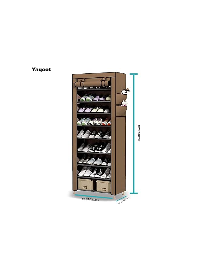 Zaboon صندوق تخزين أحذية مكون من 10 طبقات لـ 27 زوجًا من الأحذية، رف أحذية قابل للطي، منظم أحذية قابل للطي، غطاء حذاء، رف تخزين أحذية محمول 158 سم - Image 2