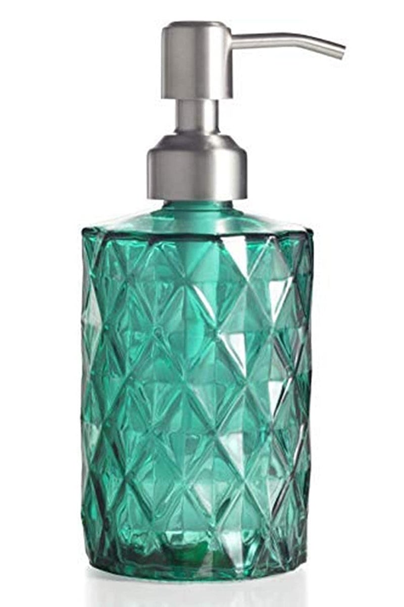 RAGYULA Glass Soap Dispenser with Silver Pump Soap Dispenser for Bathroom Wash Basin Shampoo Kitchen Liquid Handwash Soap Dispenser Bottle with Pump Pack of 1 - Image 1