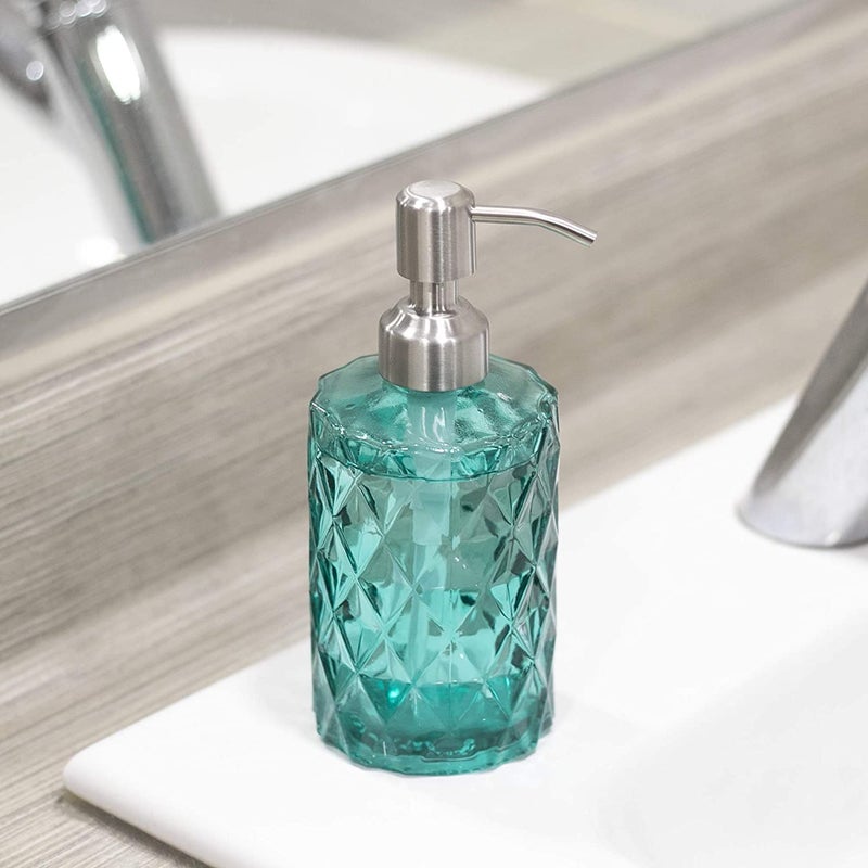 RAGYULA Glass Soap Dispenser with Silver Pump Soap Dispenser for Bathroom Wash Basin Shampoo Kitchen Liquid Handwash Soap Dispenser Bottle with Pump Pack of 1 - Image 5