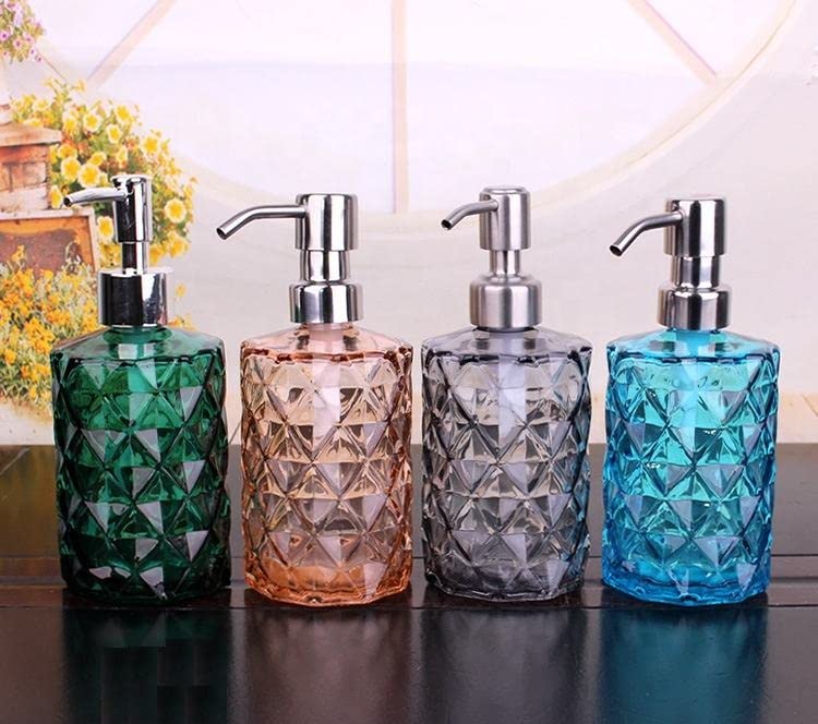 RAGYULA Glass Soap Dispenser with Silver Pump Soap Dispenser for Bathroom Wash Basin Shampoo Kitchen Liquid Handwash Soap Dispenser Bottle with Pump Pack of 1 - Image 3