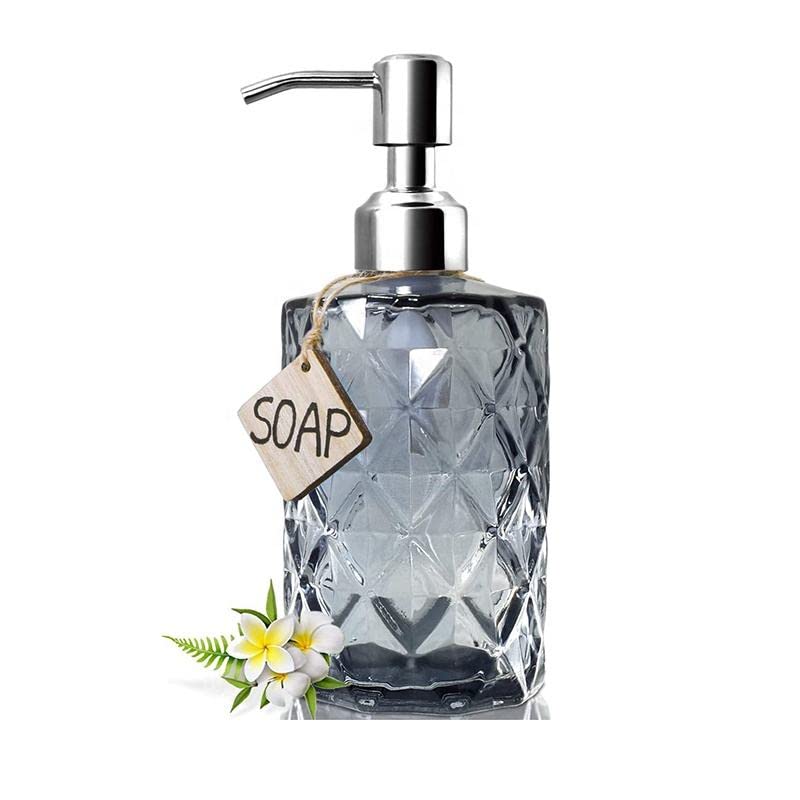 RAGYULA Glass Soap Dispenser with Silver Pump Soap Dispenser for Bathroom Wash Basin Shampoo Kitchen Liquid Handwash Soap Dispenser Bottle with Pump Pack of 1 - Image 4