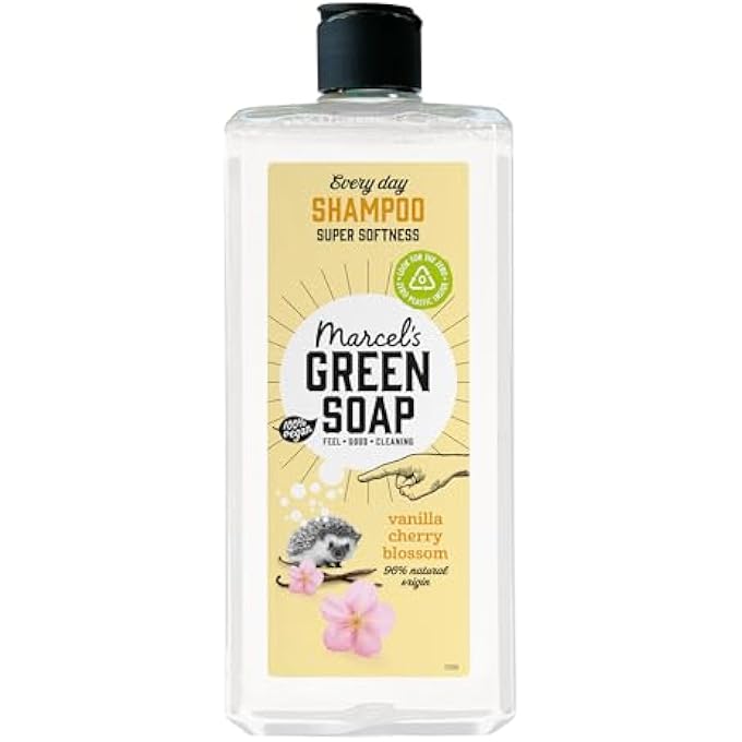 SHAMPOO - VANILLA & CHERRY BLOSSOM SCENT, ENRICHED WITH NATURAL OILS, 97% NATURAL, 98% BIODEGRADABLE, VEGAN, 300 ML - GENTLE CARE FOR HAIR & PLANET - Image 1