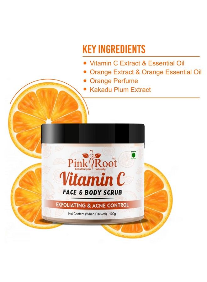Pink Root Vitamin C Scrub For Face & Body Deep Cleansing Exfoliating Face Scrub Brightening Facial Scrub For All Skin Types 100Gm - Image 5
