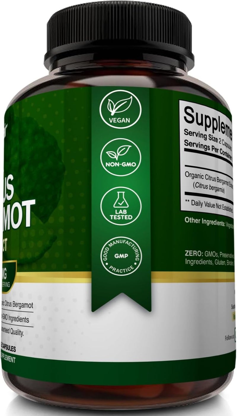 NutriFlair Organic Citrus Bergamot 1400mg 120 Capsules  251 Citrus Bergamia  Essential Oil and Citrus Bioflavonoids  Natural Heart Health Supplements for Women and Men  NonGMO Pills - Image 5