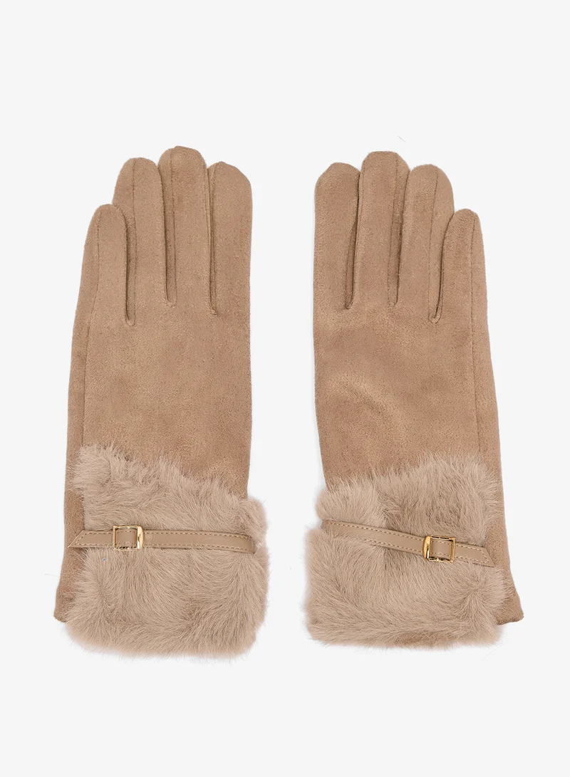 ELLA Plush Winter Gloves with Faux Fur Cuff