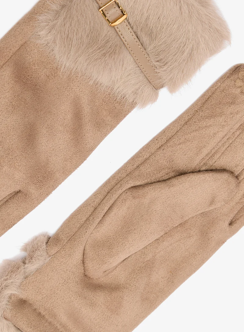 ELLA Plush Winter Gloves with Faux Fur Cuff