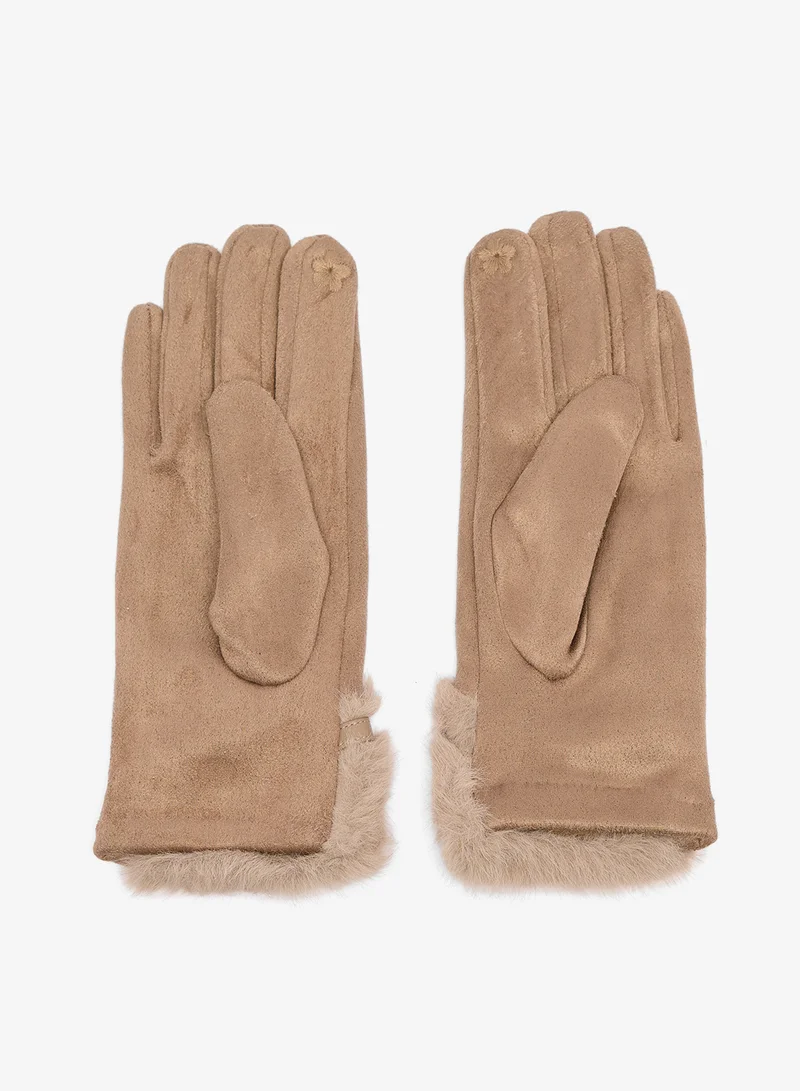 ELLA Plush Winter Gloves with Faux Fur Cuff