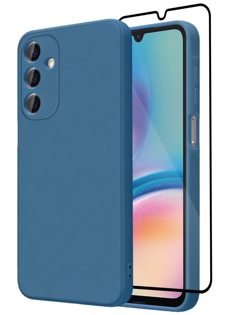 CATANES 2Packs Liquid Silicone Case for Samsung Galaxy A05s Protective Phone Case with Soft Anti-Scratch Microfiber Lining Utra Slim Drop Protection Phone Cover with 3D Screen Protector - Blue - Image 1